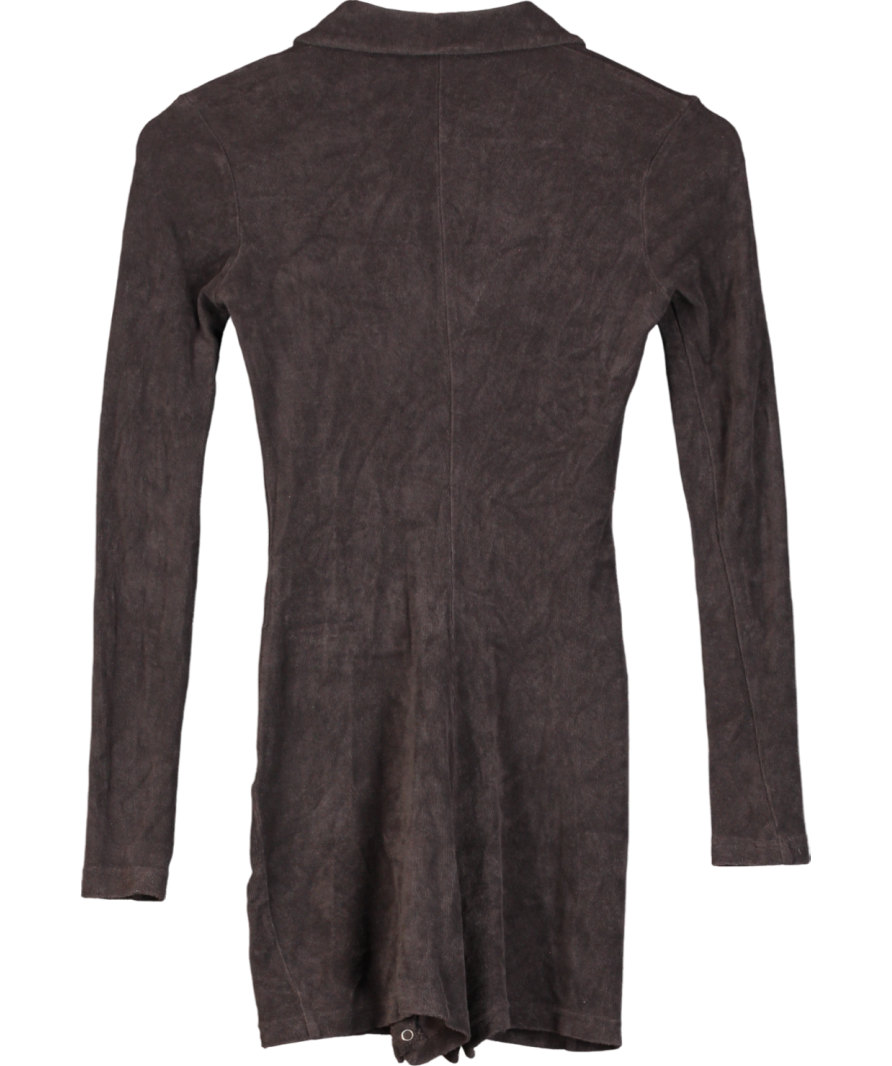 Peachy Den Grey Terry Long Sleeve Playsuit UK XS