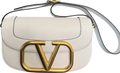 VALENTINO GARAVANI White Leather / Gold Hardware Supervee Small Leather Shoulder Bag One Size