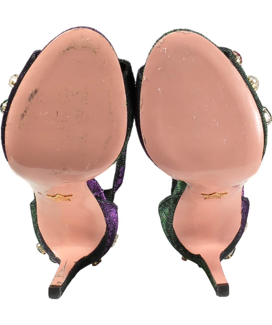 JF London Purple Crystal Detail Shimmer Ankle-strap Heels UK 6 EU 39 👠