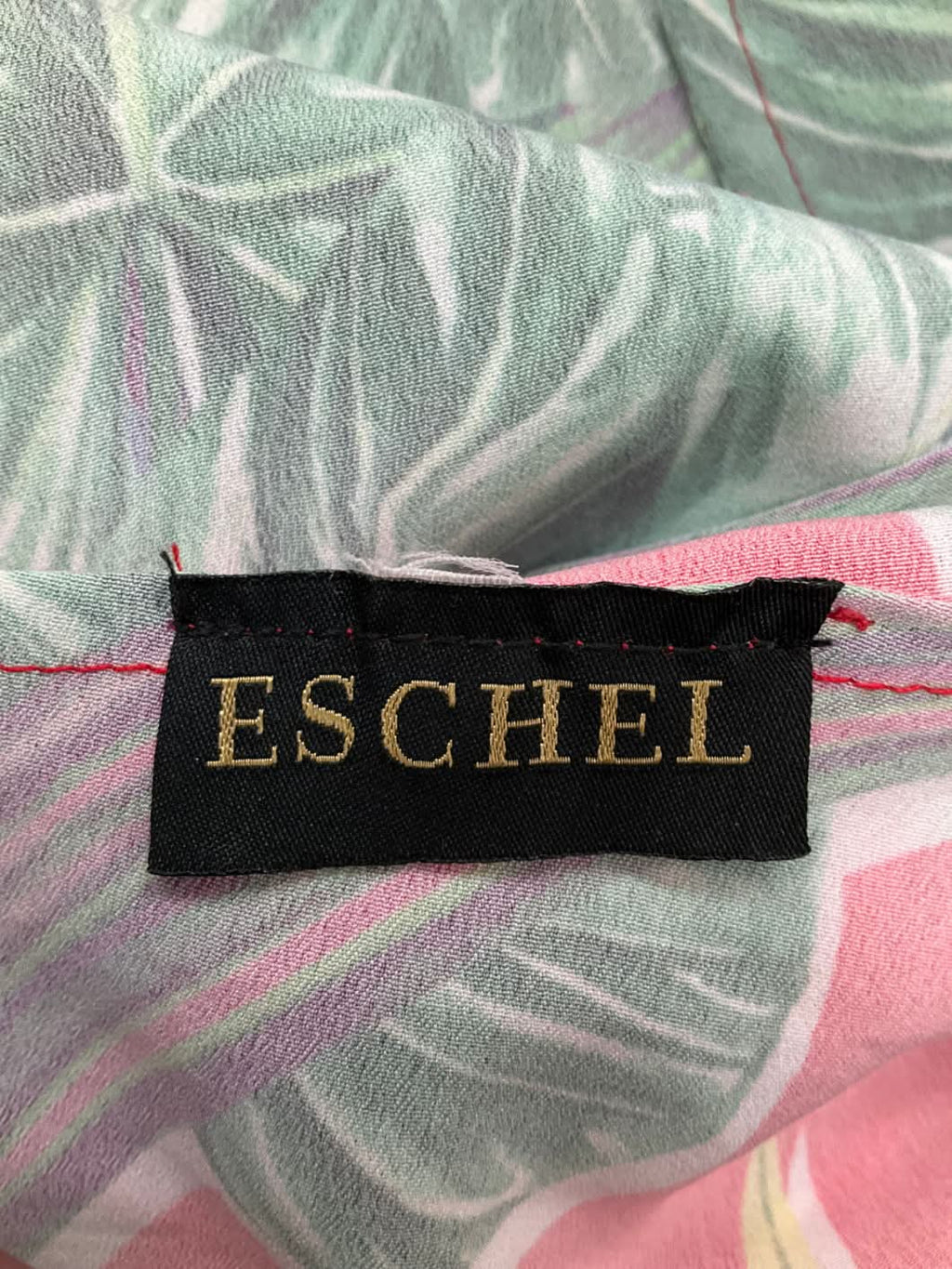 Eschel Red Palm Leaf Print Wrap Dress UK S