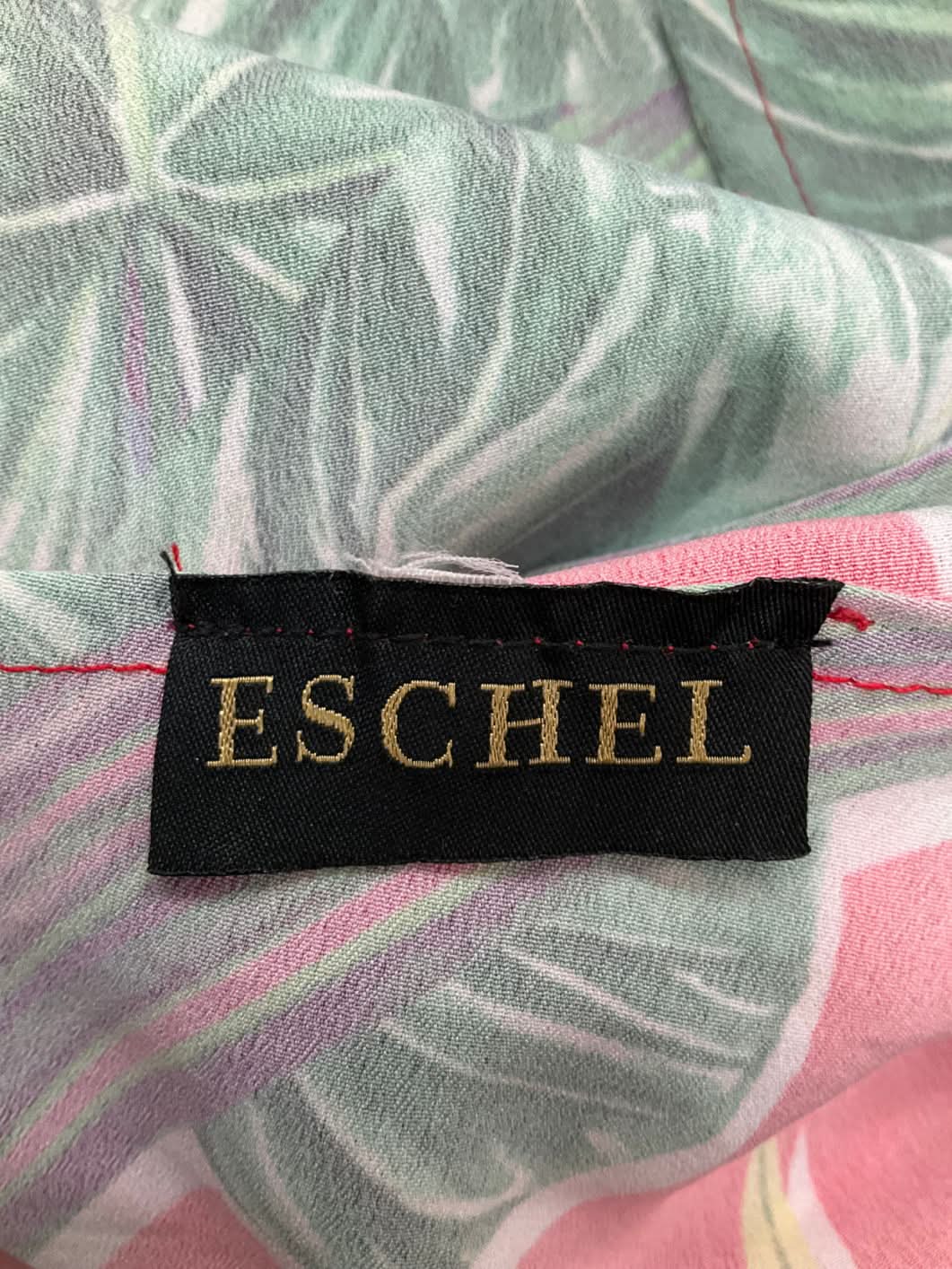 Eschel Red Palm Leaf Print Wrap Dress UK S