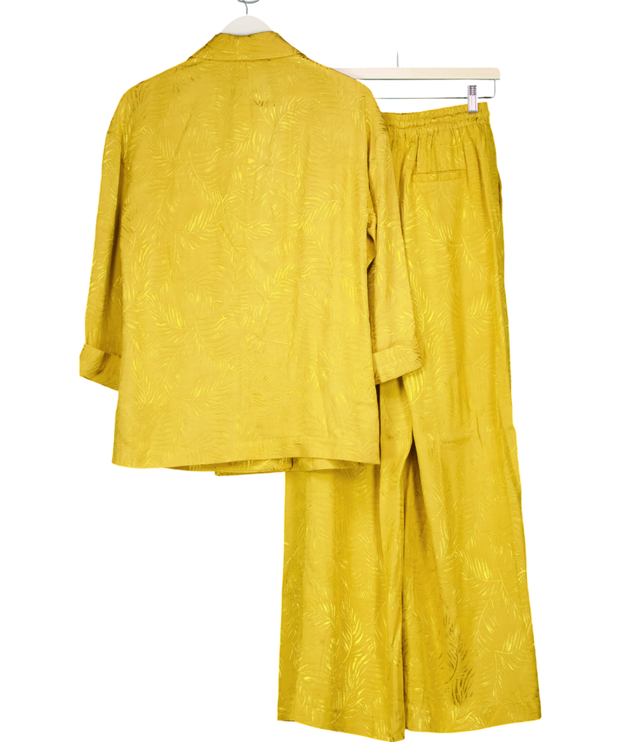 Next Green Satin Jacquard Jacket And Wide Leg Trousers Set UK 8