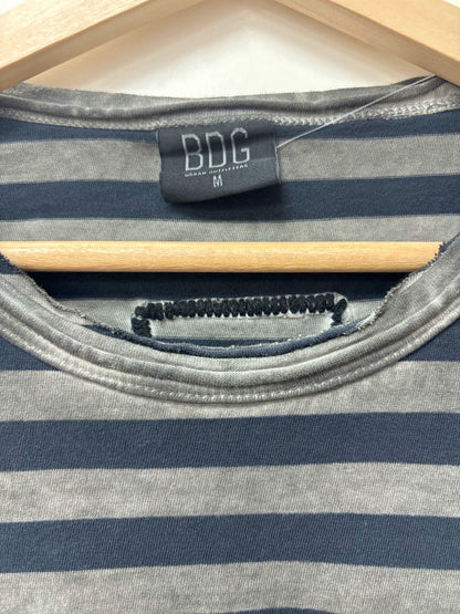 BDG Navy Blue Striped Long Sleeve T-Shirt UK M