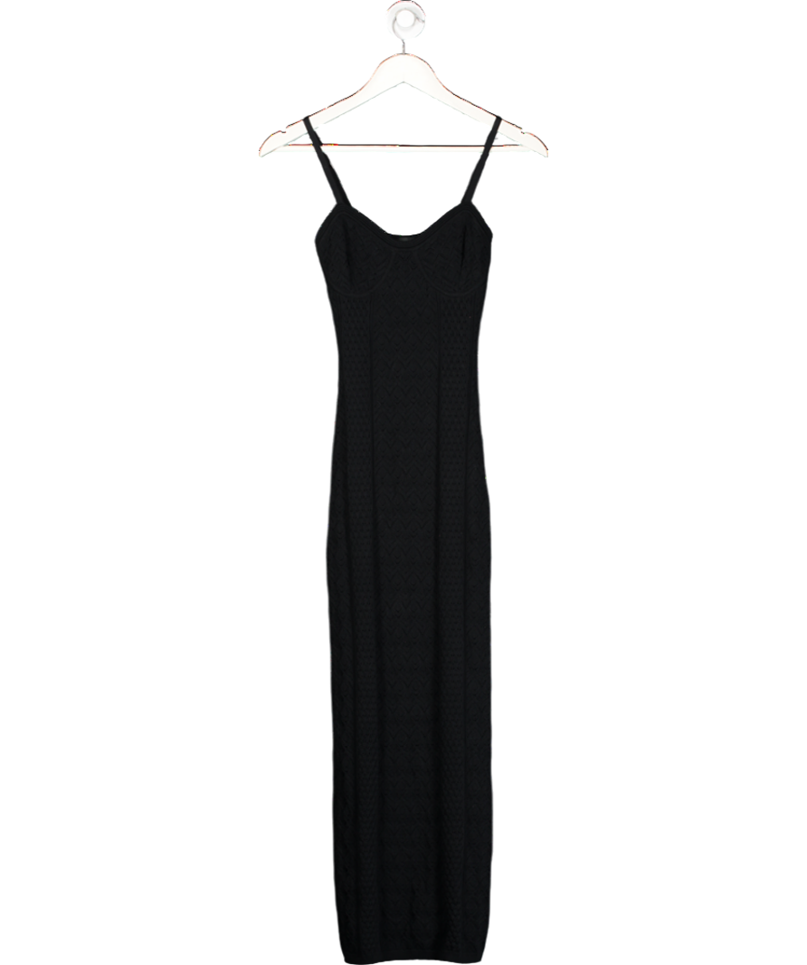 FOREVER NEW Black Crochet Strappy Midi Dress UK 6