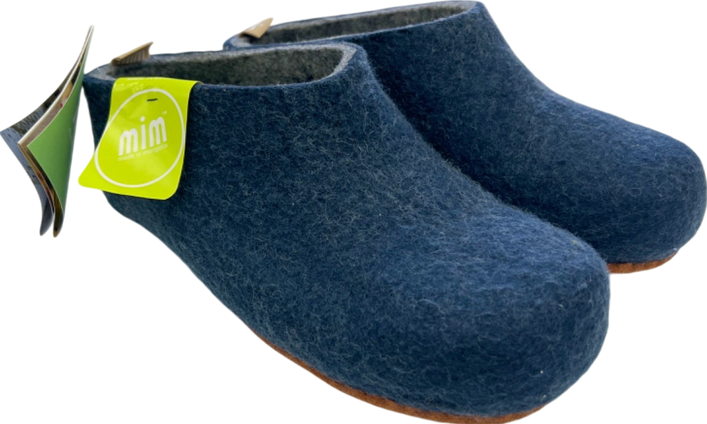 Mim Blue Hand-felted Wool Slippers EU 37 UK 4