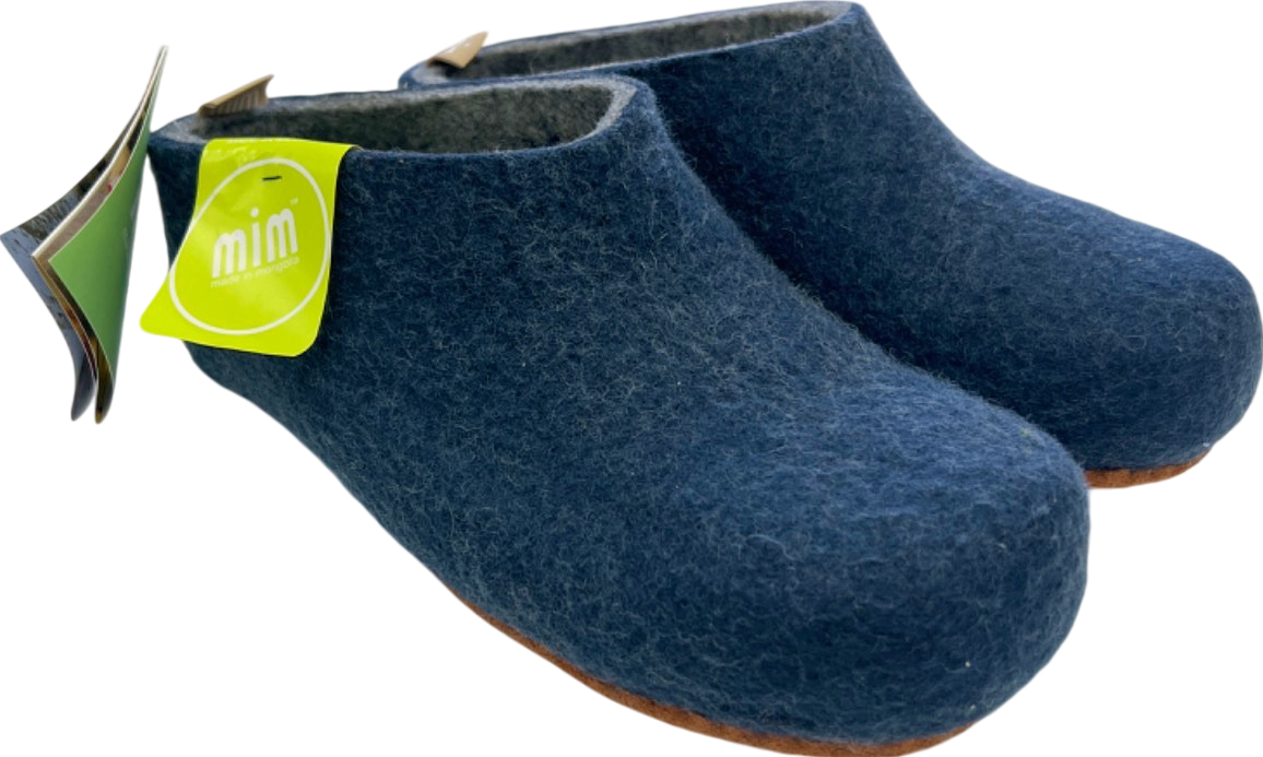 Mim Blue Hand-felted Wool Slippers EU 37 UK 4