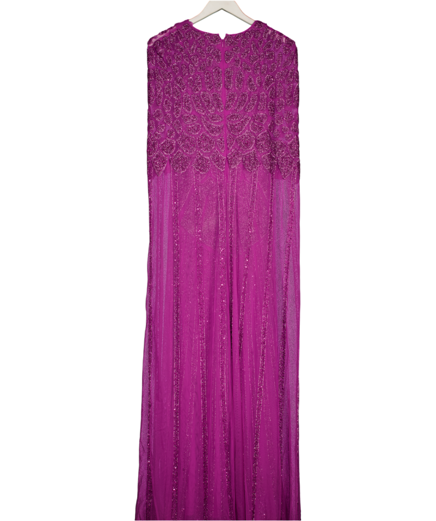 Karen Millen Purple Premium Embellished Caped Maxi Dress UK 6