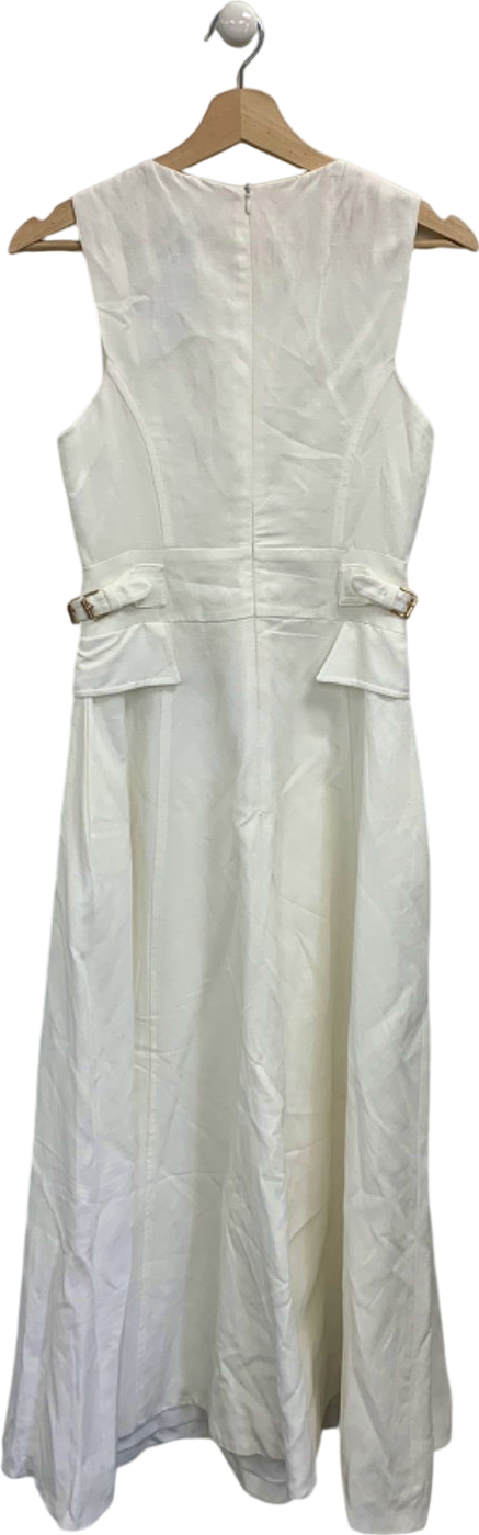 Karen Millen White Sleeveless Belted Dress UK 6