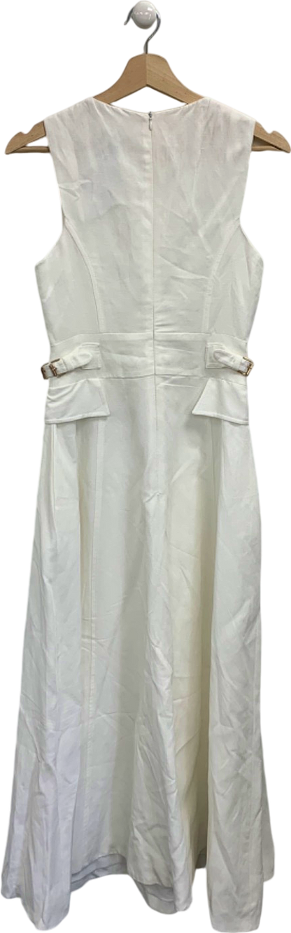 Karen Millen White Sleeveless Belted Dress UK 6