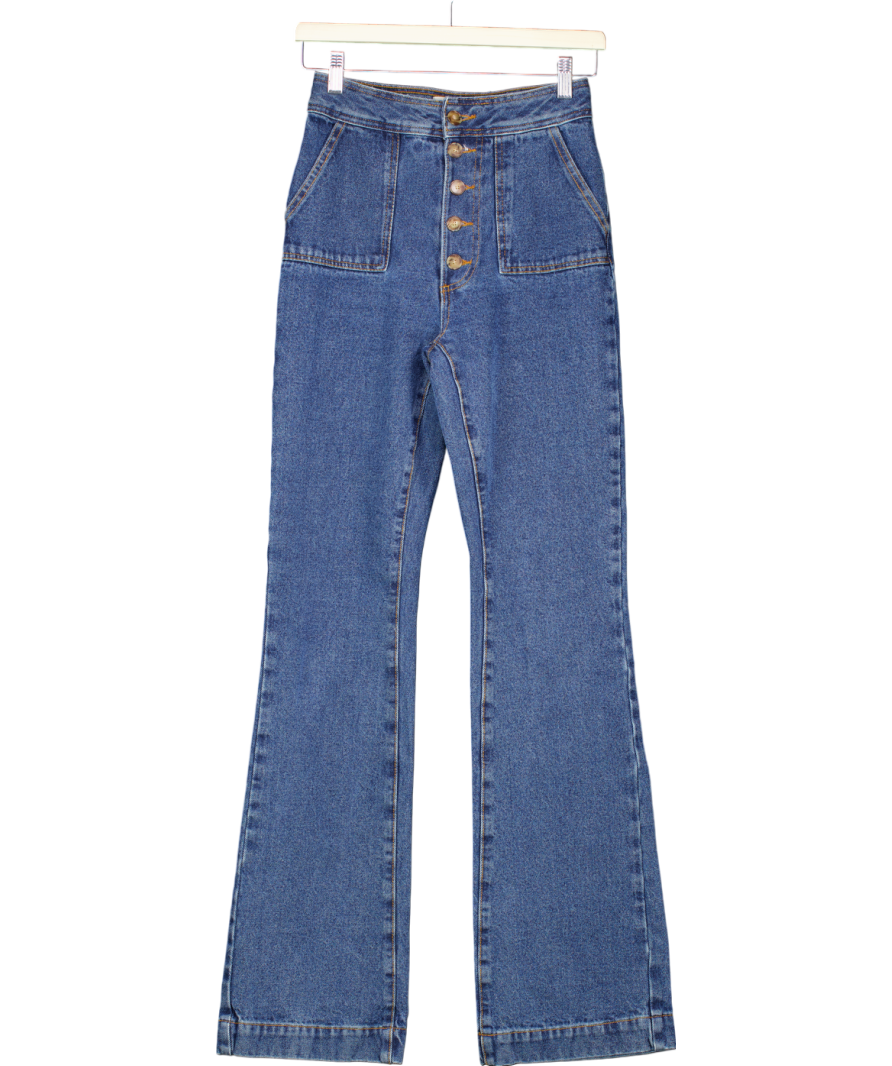 Sezane Blue Le Crop Buttoned Jeans UK 6