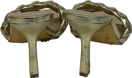 River Island Gold Metallic Knotted Mule Heel UK 3 EU 36 👠