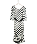 Luis Civit White Polka Dot Midi Dress UK 12