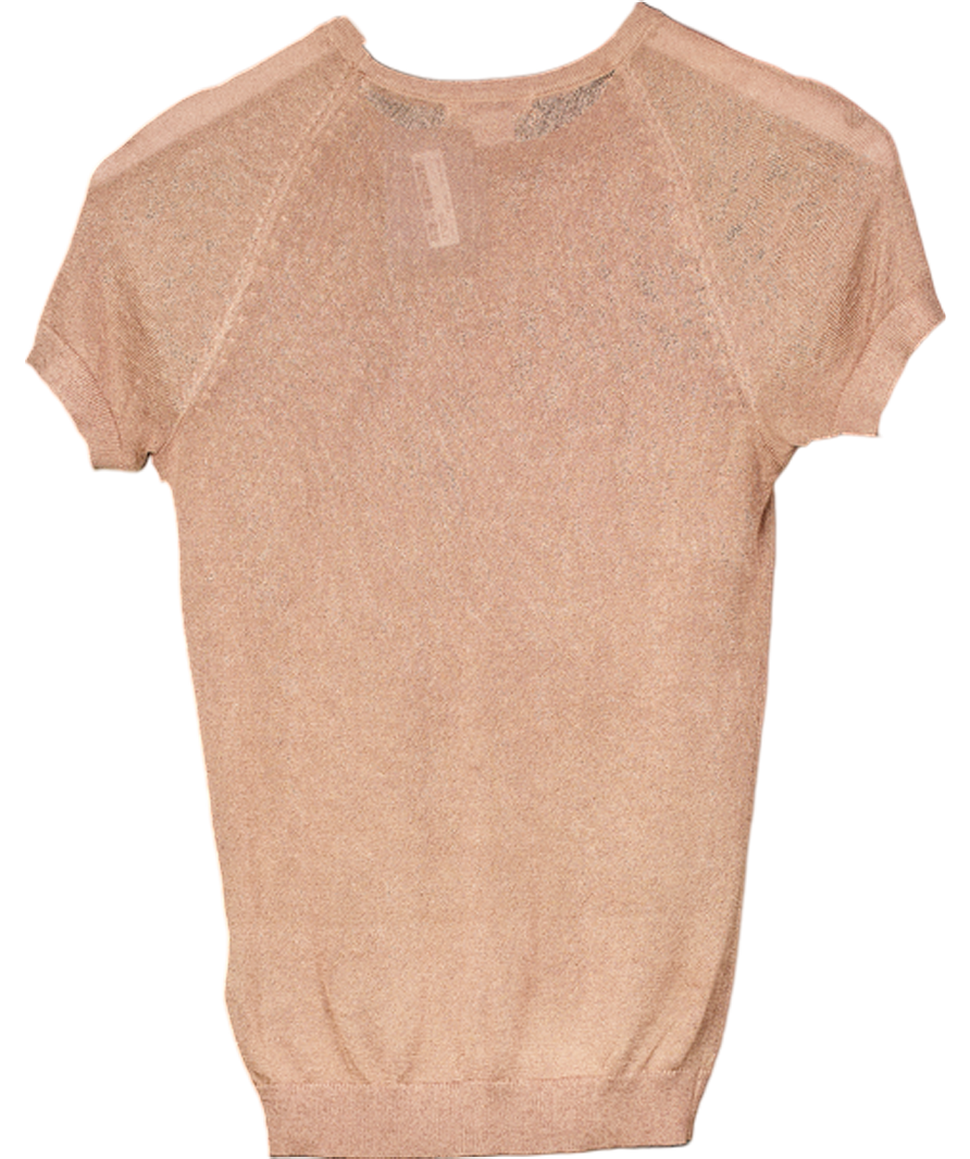 H&M Brown Metallic Knit Short Sleeve Top UK XS