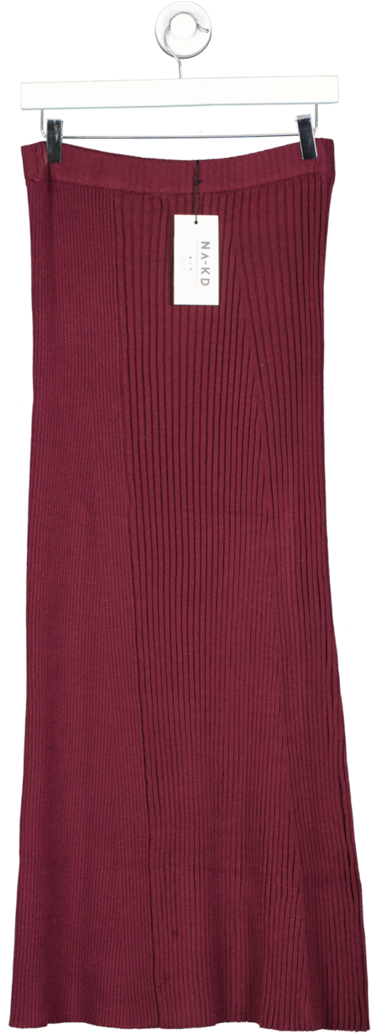 NA-KD Purple Ribbed Knit Maxi Skirt UK S