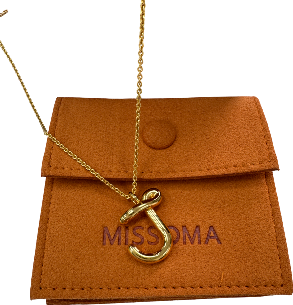 Missoma 18k Yellow Gold Vermeil Curly Molten Initial Pendant Necklace - Initial J