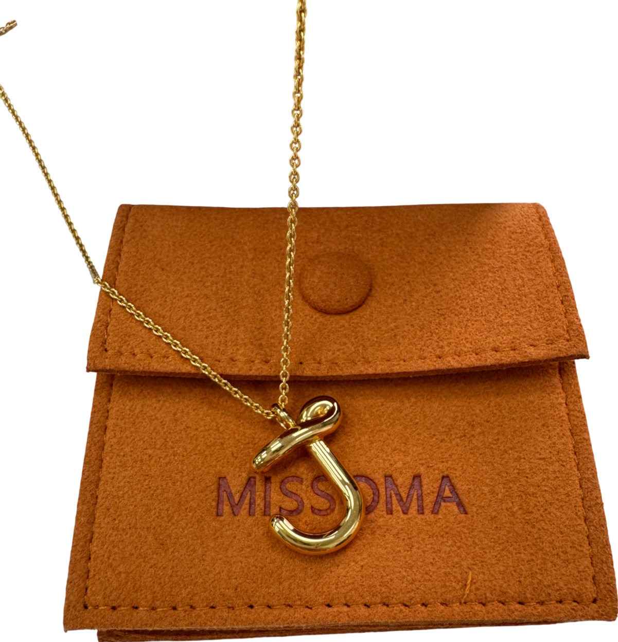 Missoma 18k Yellow Gold Vermeil Curly Molten Initial Pendant Necklace - Initial J