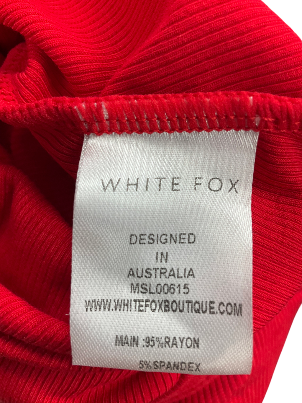 White Fox Red Longsleeve Ribbed Playsuit UK XS