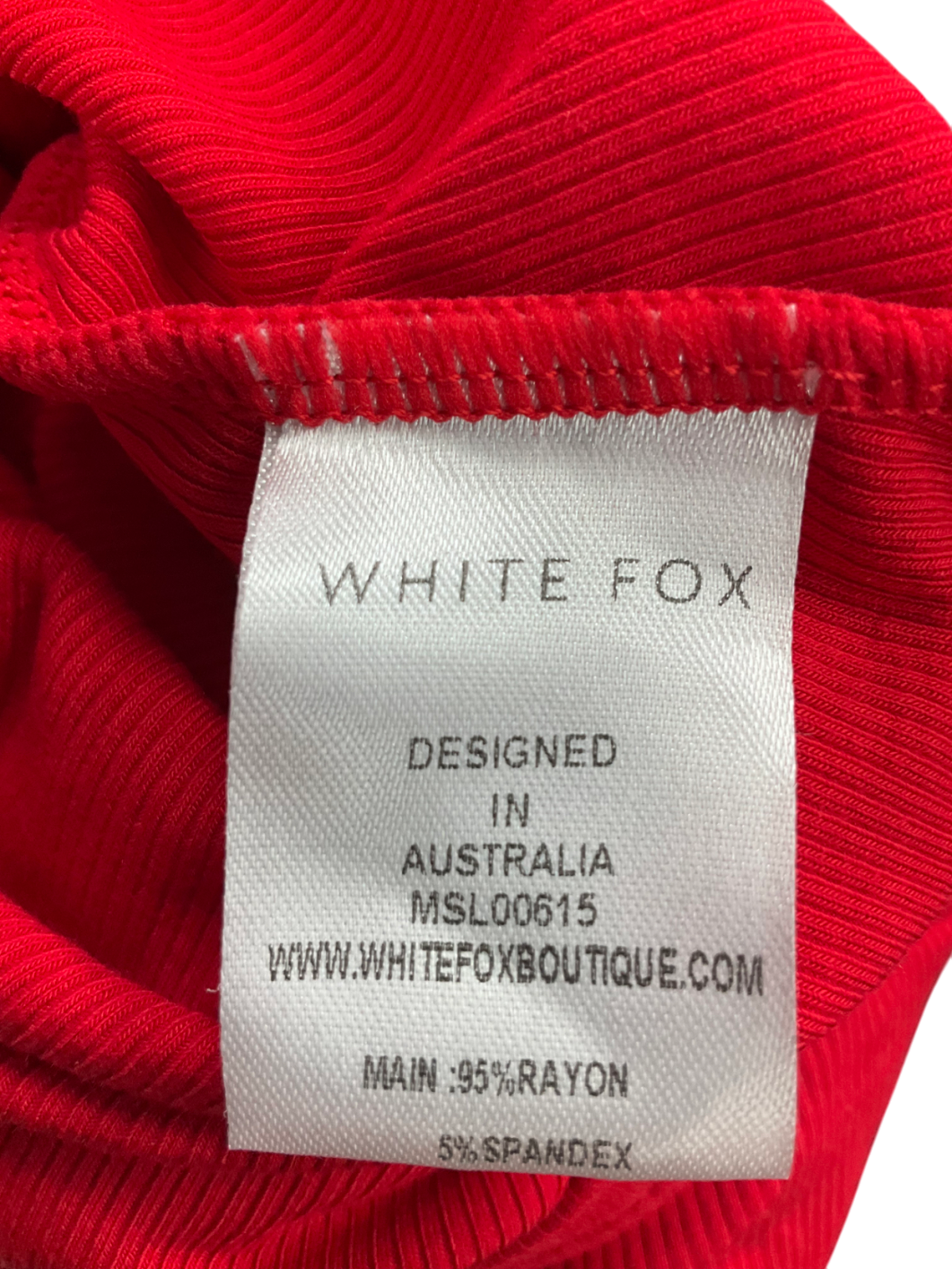 White Fox Red Longsleeve Ribbed Playsuit UK XS
