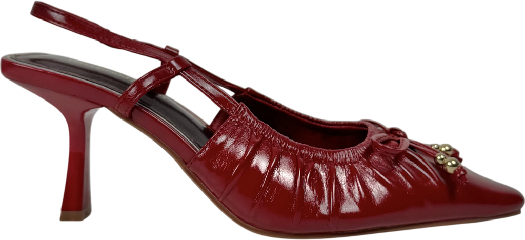 River Island Red Ruched Bow Court Heels UK 4 EU 37 👠