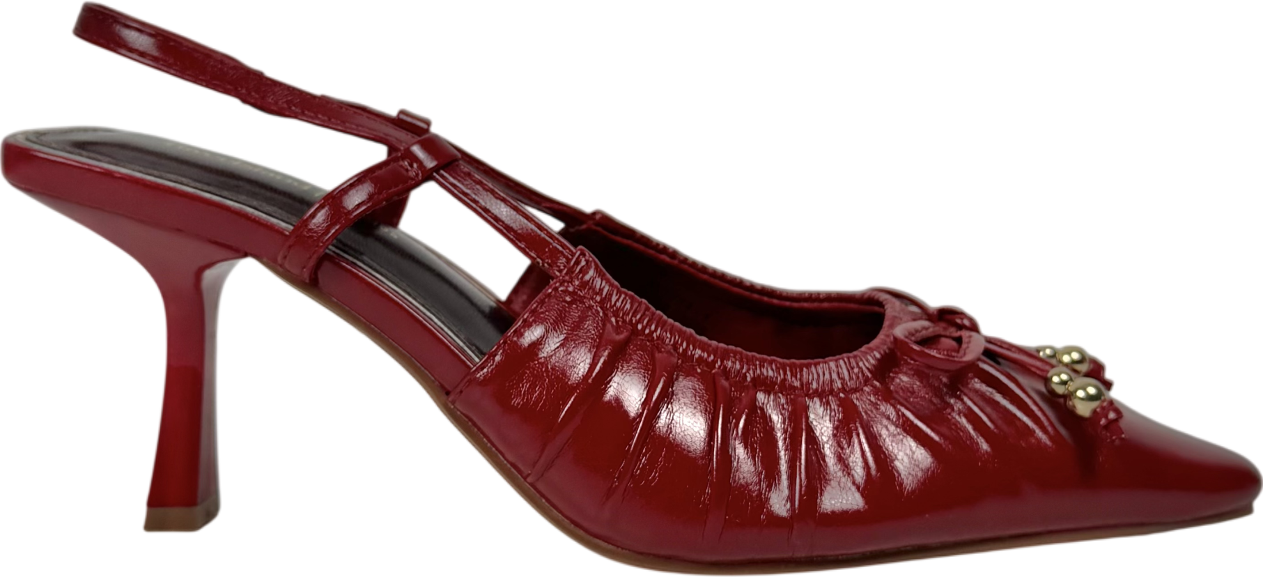 River Island Red Ruched Bow Court Heels UK 4 EU 37 👠
