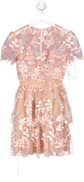 Self Portrait Pink embroidered lace Tiered Mini Dress UK 6