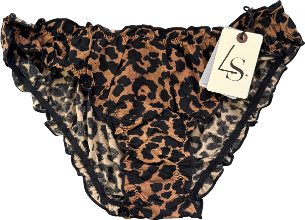 Love Stories Brown Lolita Leopard-print Stretch Ruffle Edge Knickers / Briefs UK S