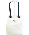 Prada Mariner Re-nylon White / Baltic Blue Small Triangle Logo Bucket Bag