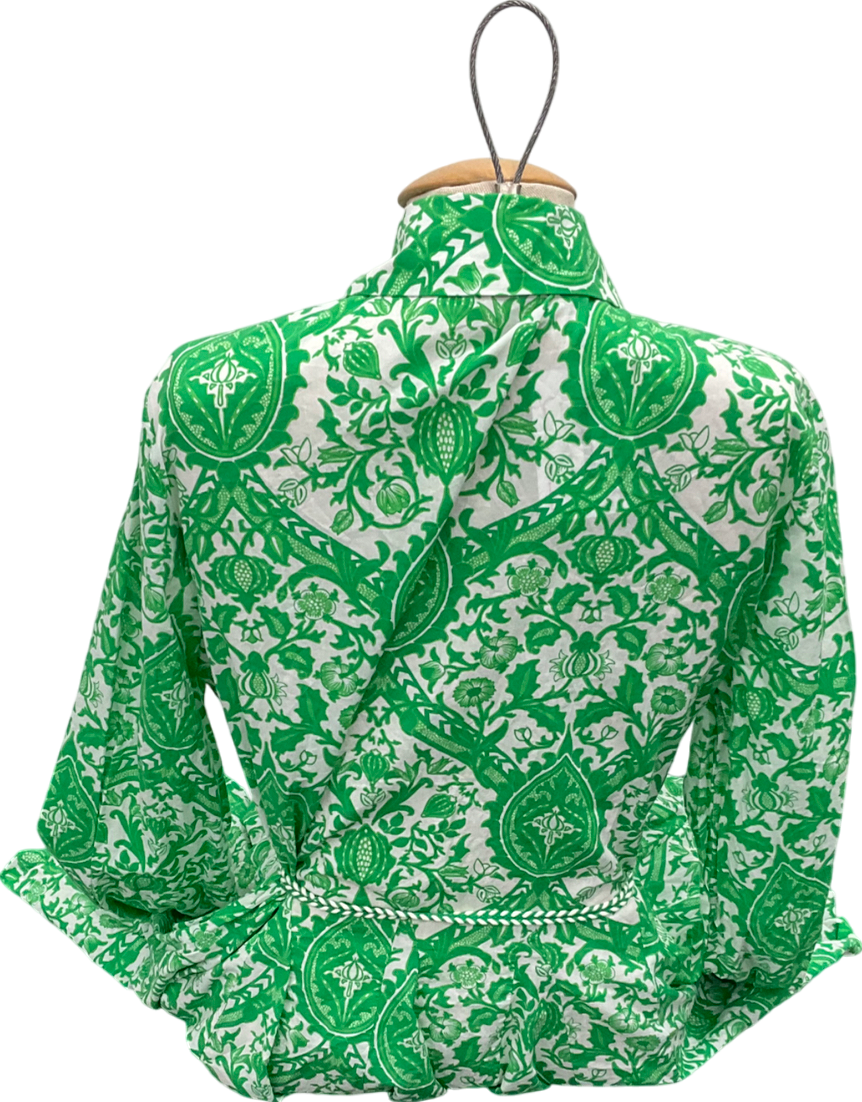 ZARA Green Print Mini Floral Paisley Shirt Dress UK L