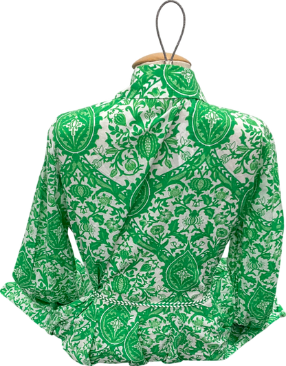 ZARA Green Print Mini Floral Paisley Shirt Dress UK L