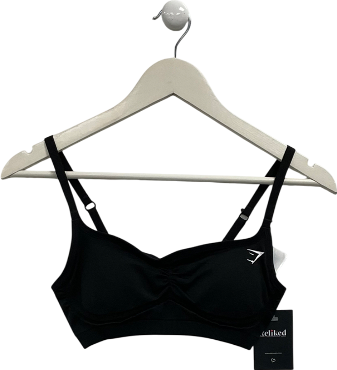 gymshark Black Ruched Sports Bra UK S