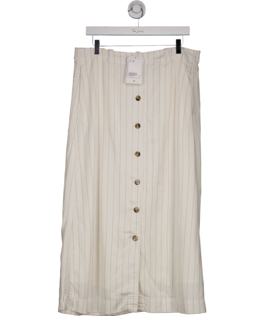 H&M White Linen-blend Skirt UK 18