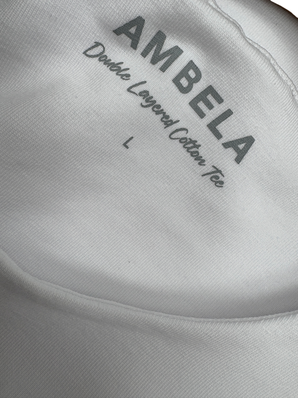 Ambela White Double Layered Cotton T-shirt UK L