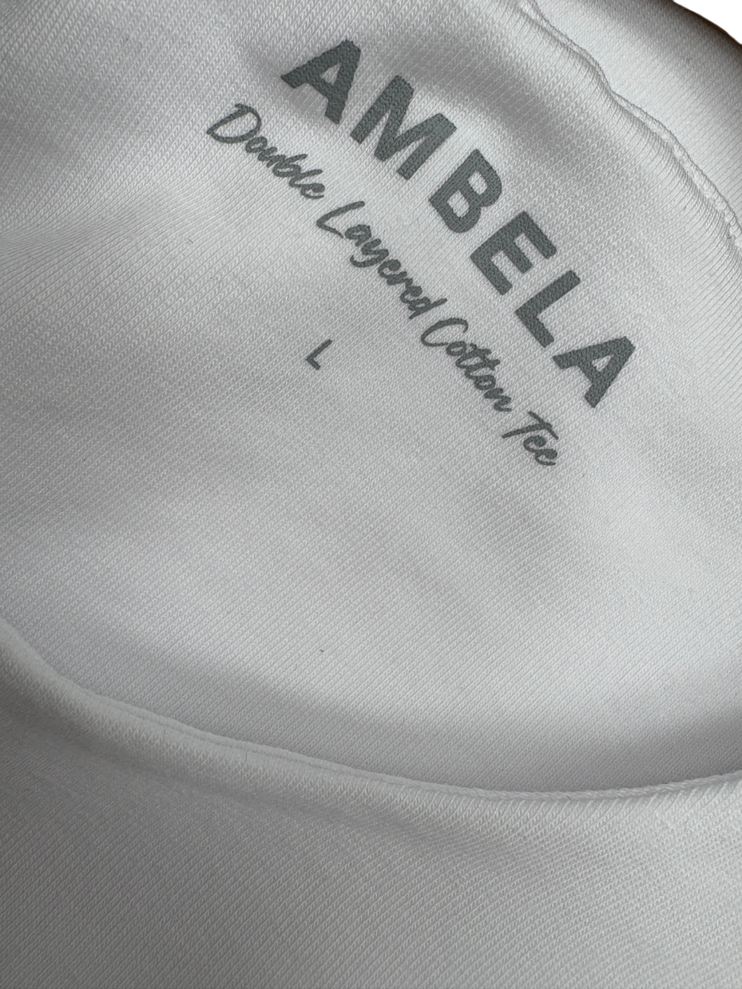 Ambela White Double Layered Cotton T-shirt UK L
