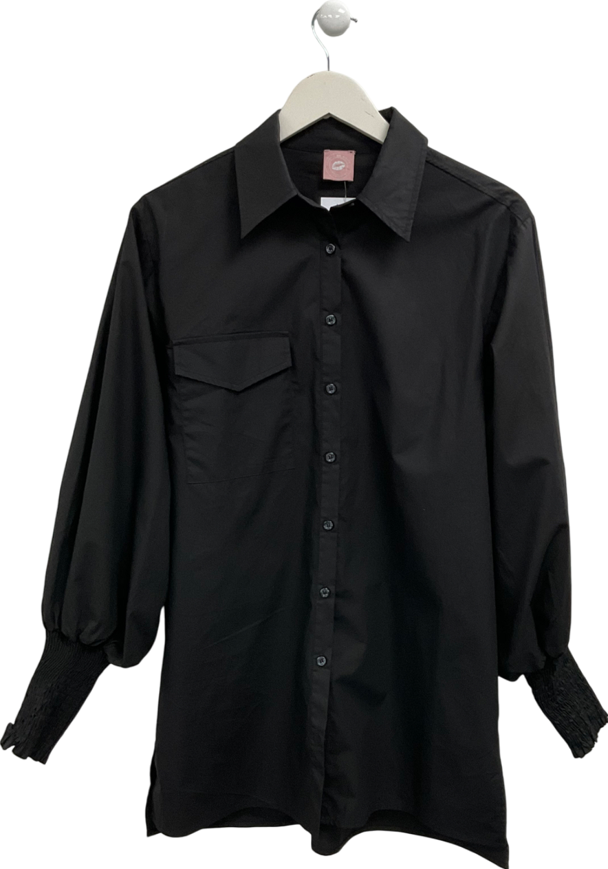 Noughts & Kisses Black Cotton Shirt Dress UK S/M