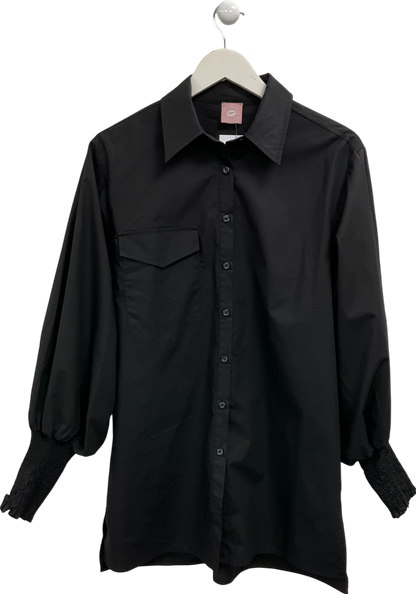 Noughts & Kisses Black Cotton Shirt Dress UK S/M