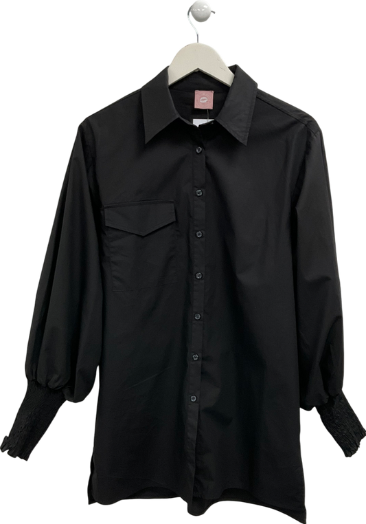 Noughts & Kisses Black Cotton Shirt Dress UK S/M