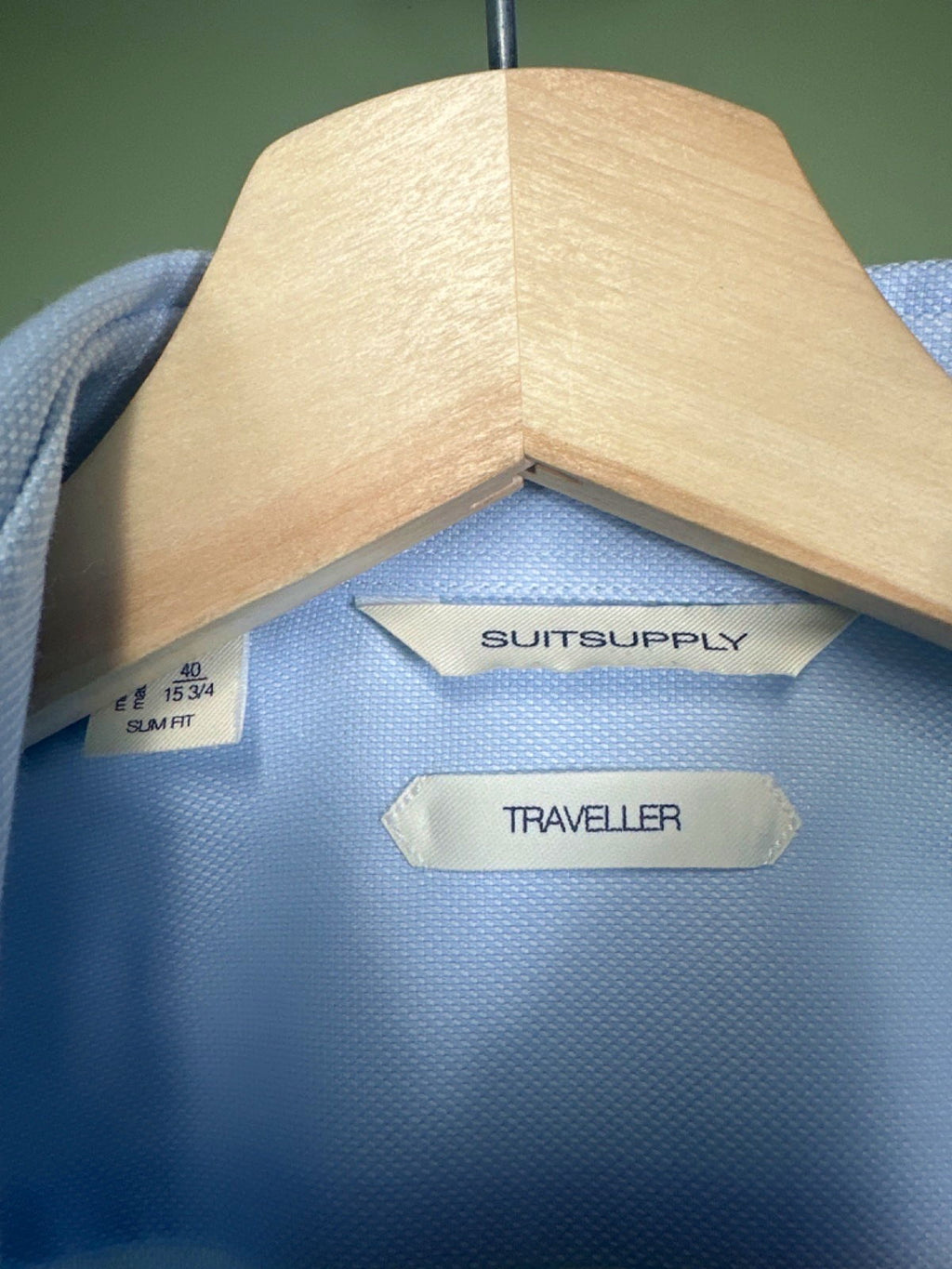 Suit Supply Light Blue Traveler Slim Fit Shirt UK 15 3/4 M