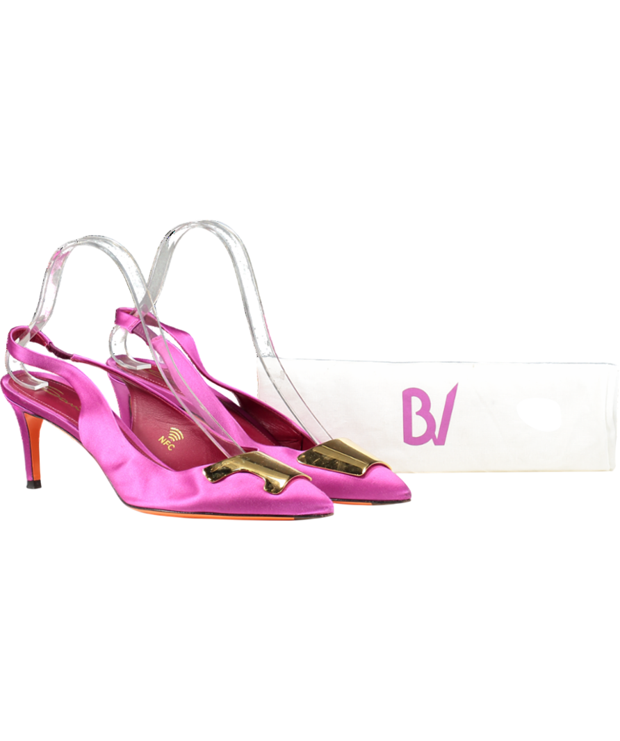 Santori Pink Elegant Satin Slingback Pumps UK 6 EU 39 👠