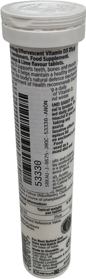 Superdrug Vitamin D Effervescent Tablets 20 tablets