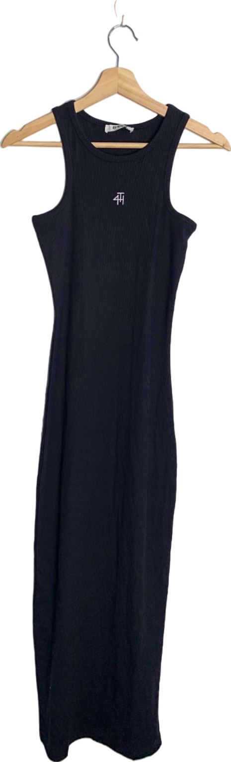 4TH + Reckless Black Sabel Ribbed Dress Size UK 6