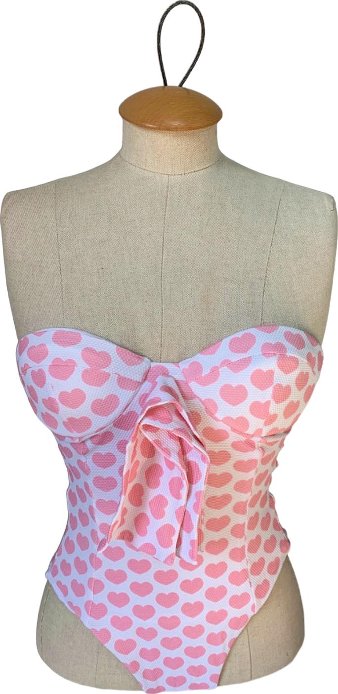 Alexandra Miro Pink Heart Print Swimsuit UK XS