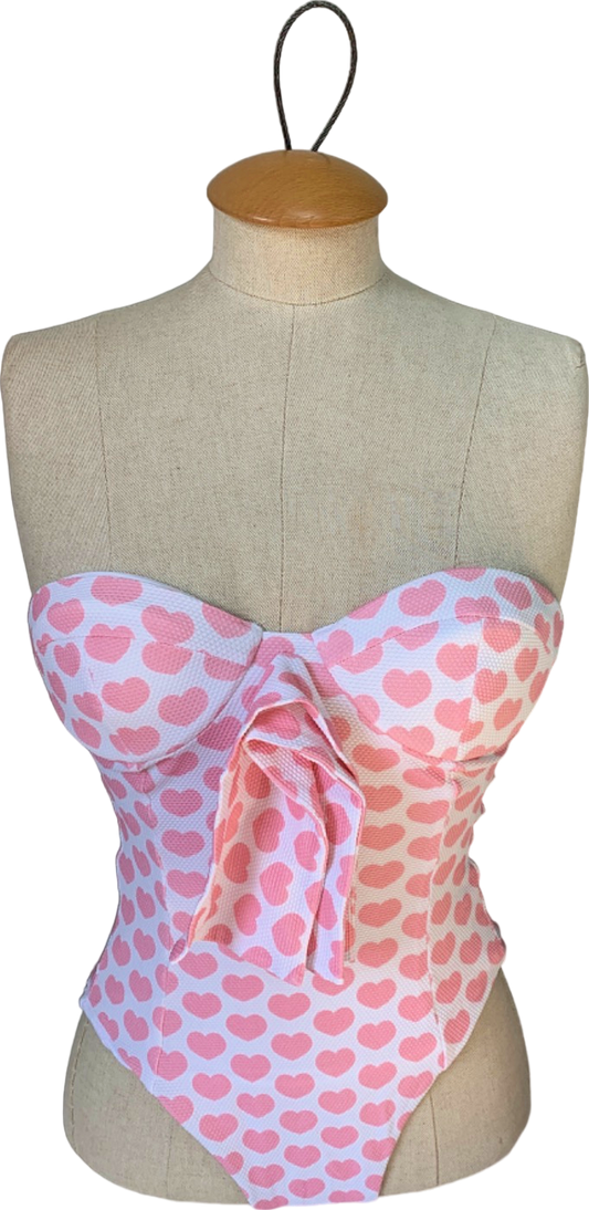 Alexandra Miro Pink Heart Print Swimsuit UK XS