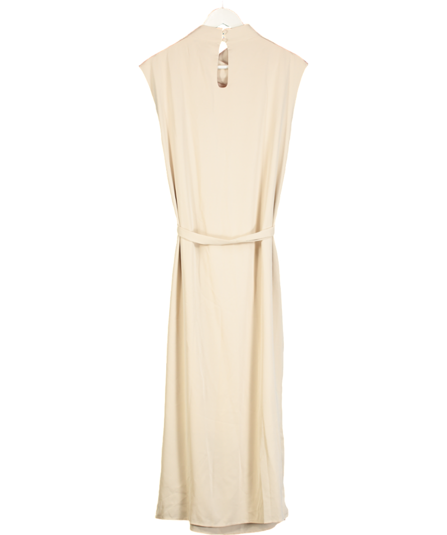 PRETTY LAVISH Beige Farrah Belted Midi Dress UK S/M