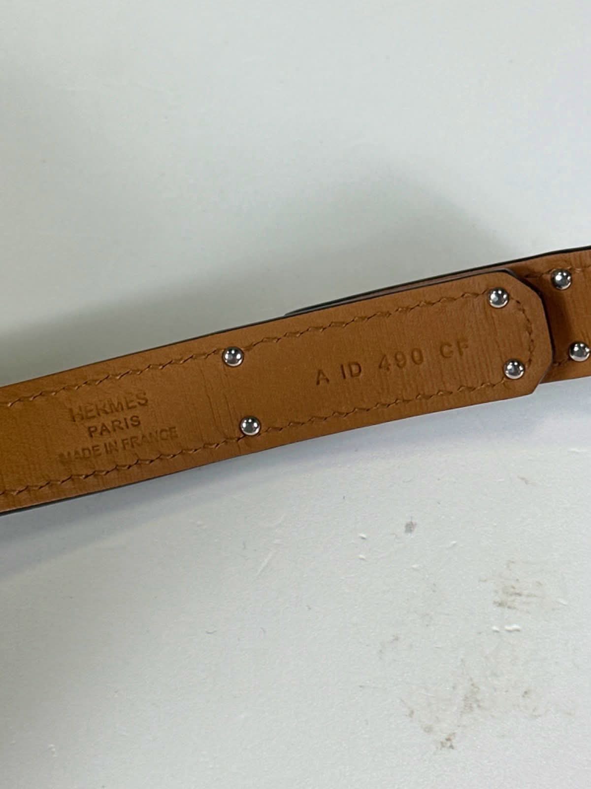 Hermès Etoupe Taupe Leather/ Palladium  Kelly 18  Belt