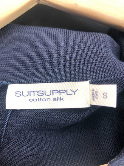 SUITSUPPLYNavy Buttonless Polo in Californian Cotton & Mulberry Silk UK S