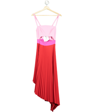Milly New York Reed/Pink Pleat Detail Strappy Midi Dress UK S
