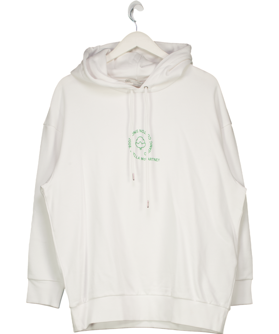 Stella McCartney White Oversize Organic Cotton Logo Hoodie UK XS