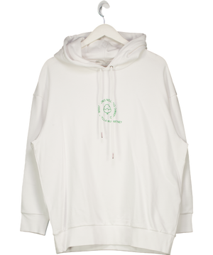 Stella McCartney White Oversize Organic Cotton Logo Hoodie UK XS
