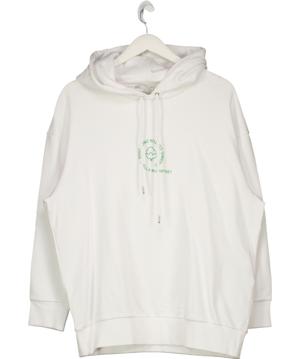 Stella McCartney White Oversize Organic Cotton Logo Hoodie UK XS
