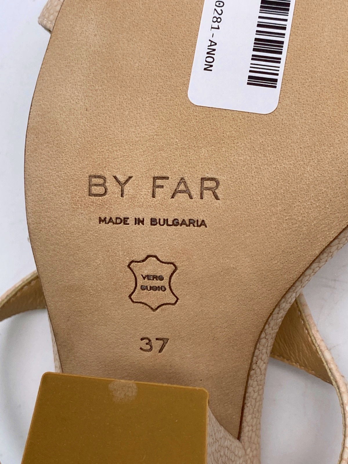 By Far Beige Cruz stingray-effect leather mules EUR 37 UK 4